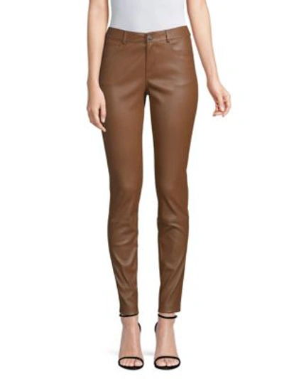 Shop Lafayette 148 Women's Nappa Leather Mercer Pants In Vicuna