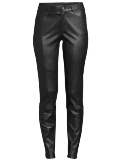 Shop Lafayette 148 Nappa Leather Mercer Pants In Black