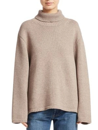 Shop Totême Cambridge Wool Cashmere Turtleneck Sweater In Beige Melange