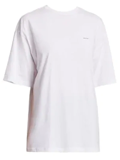 Shop Balenciaga Women's Oversized Logo T-shirt In Bianco