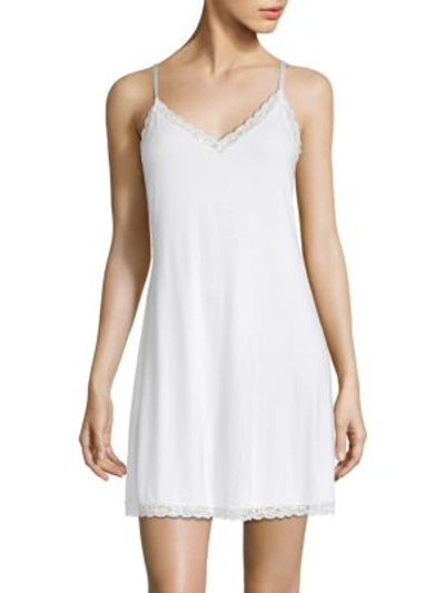 Shop Natori Feather Essential Lace Trimmed Chemise In White