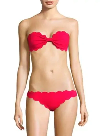 Shop Marysia Antibes Scalloped Bandeau Bikini Top In Pink