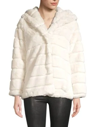 Shop Apparis Goldie Faux Fur Hooded Jacket In Ivory