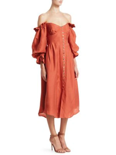 Shop Cult Gaia Simona Textured Jacquard Dress In Terracotta