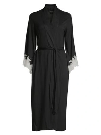 Shop Natori Women's Luxe Shangri-la Robe In Black