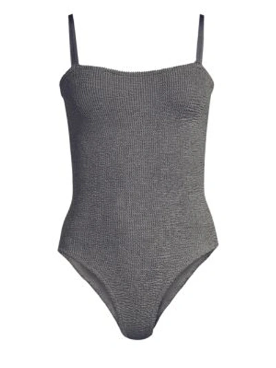Shop Hunza G Maria One-piece Swimsuit In Metallic Slate