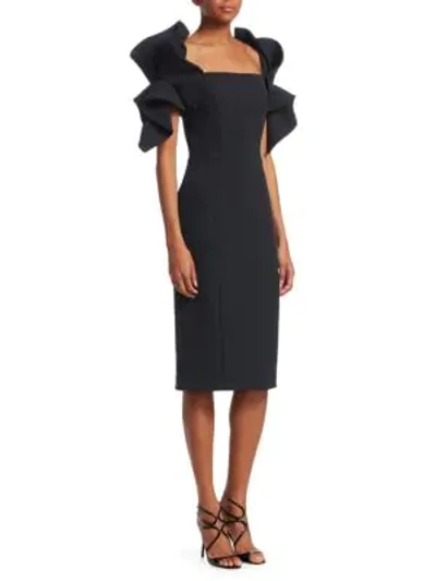 Shop Badgley Mischka Women's Origami Sleeve Dress In Black