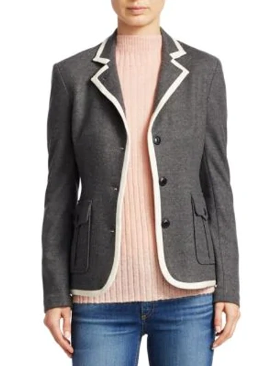 Shop Rag & Bone Uni Contrast Piping Wool Blazer In Grey