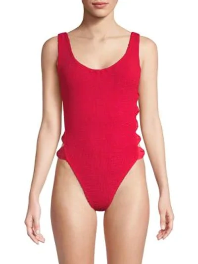Shop Hunza G Greta One-piece Swimsuit In Red