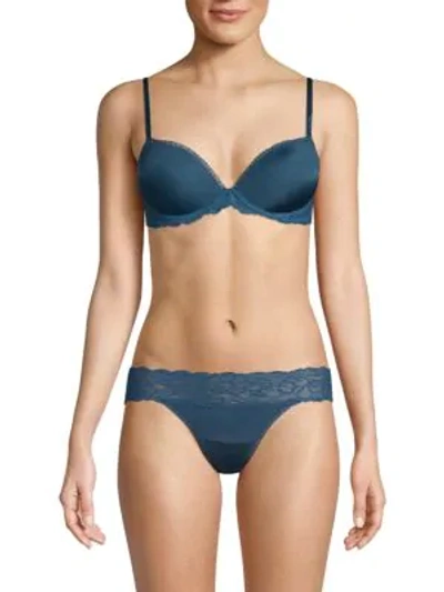 Shop Calvin Klein Underwear Seductive Comfort With Lace Demi Bra In Lyria Blue