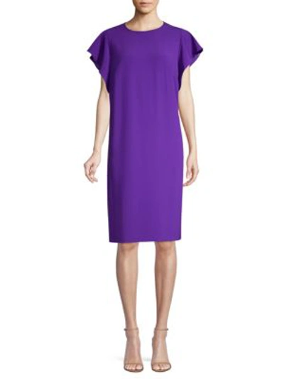 Shop Escada Dlat Ruffle-side Shift Dress In Purple