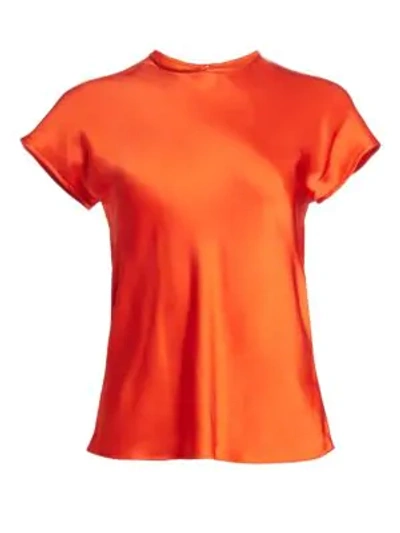 Shop Helmut Lang Double Satin Cap-sleeve Top In Magma