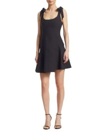 Shop Cinq À Sept Jeanette Tie Shoulder Flare Dress In Black