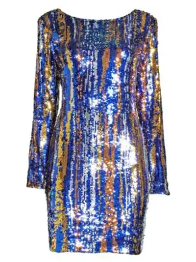 Shop Dress The Population Lola Sequin Mini Dress In Cobalt Multi