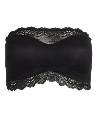 Undie-tectable Better Lace Overlay Lightly Lined Bandeau Bralette In Very  Black