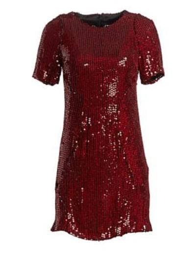 Shop Galvan Clara Sequined Dress In Red