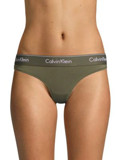 Shop Calvin Klein Underwear Modern Cotton Thong In Beetle