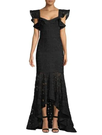 Shop Alexis Zander Lace High-low Dress In Black Lace