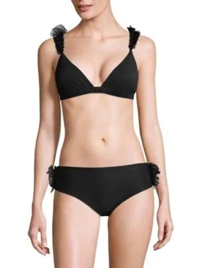 Shop Moré Noir Silky Wings Triangle Bikini Top In Black