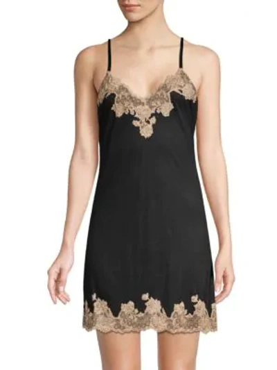 Shop Natori Josie  Charlize Lace Embroidered Chemise In Black Nude