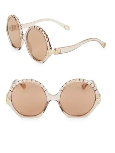 Shop Chloé Vera 56mm Oversized Round Sunglasses In Crystal Turtledove