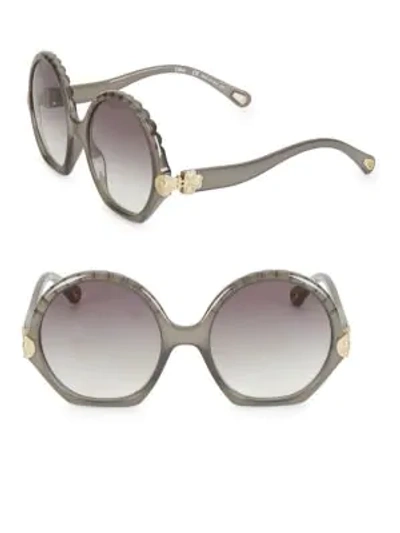 Shop Chloé Vera 56mm Oversized Round Sunglasses In Dark Grey