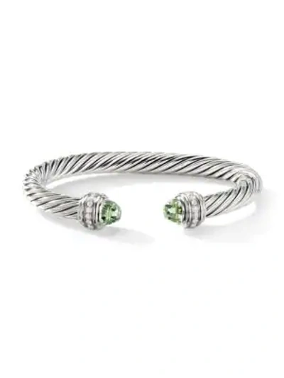 Shop David Yurman Cable Classics Sterling Silver, Diamond & Gemstone Cable Bracelet In Prasiolite