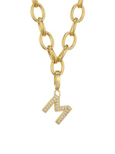 Shop Roberto Coin Princess Charms 18k Yellow Gold & Diamond Initial Charm In Initial M