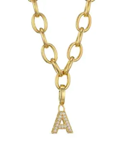 Shop Roberto Coin Princess Charms 18k Yellow Gold & Diamond Initial Charm In Initial A