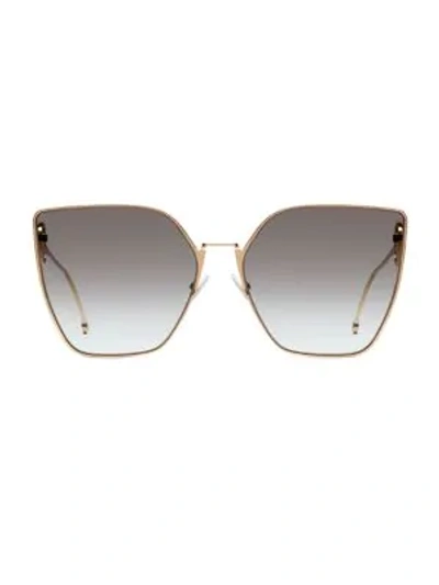 Shop Fendi Women's 63mm Oversized Geometric Sunglasses In Goldcopper