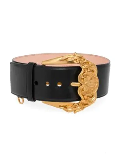 Shop Versace Cintura Vitello Leather Belt In Black