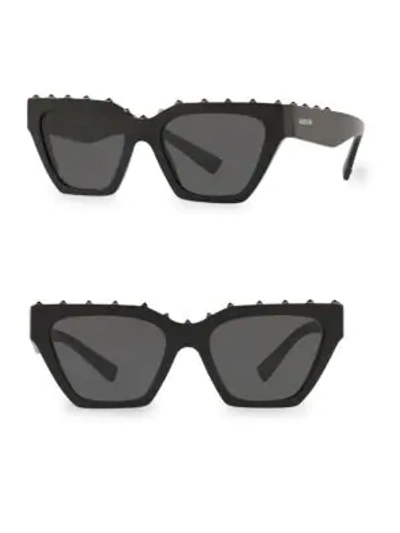 Shop Valentino Va4046 Solid Red 53mm Cat Eye Sunglasses In Black