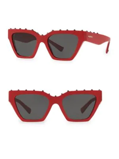 Shop Valentino Va4046 Solid Red 53mm Cat Eye Sunglasses