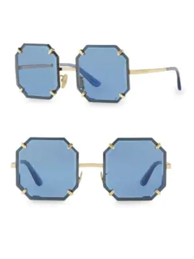 Shop Dolce & Gabbana 55mm Octagonal Sunglasses In Blue
