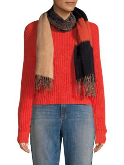 Shop Eileen Fisher Wool-blend Colorblocked Scarf In Hot Red