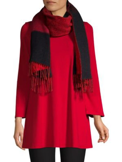 Shop Eileen Fisher Wool-blend Colorblocked Scarf In Lacquer