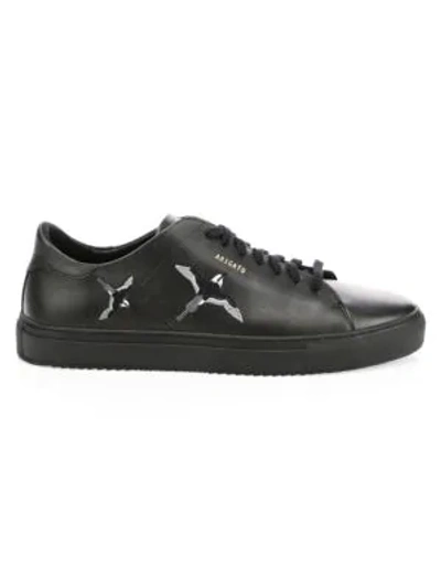 Shop Axel Arigato Clean Bird-embroidered Leather Sneakers In Black