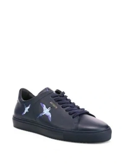 Shop Axel Arigato Clean Bird-embroidered Leather Sneakers In Navy