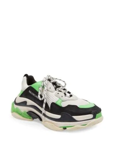 Shop Balenciaga Men's Triple S Sneakers In White Green Black