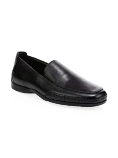 Shop Mephisto Men's Square Toe Leather Loafers In Black