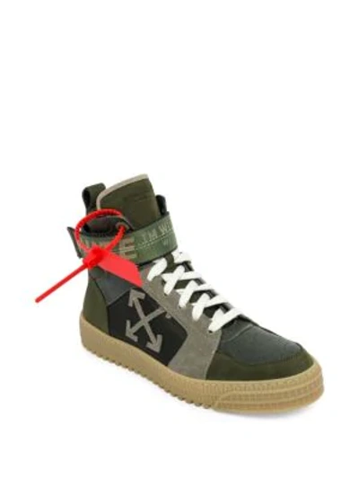 Shop Off-white Industrial Belt High-top Sneakers In Military Green