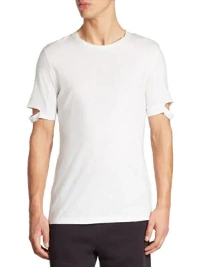 Shop Helmut Lang Solid Sleeve Cutout T-shirt In Optic White