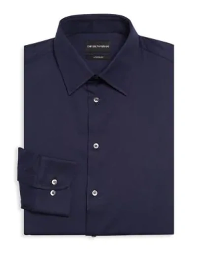 Shop Emporio Armani Men's Modern Fit Cotton Button-front Shirt In Navy