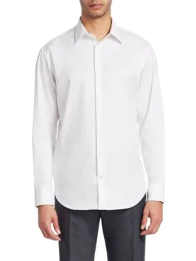 Shop Emporio Armani Men's Modern Fit Cotton Button-front Shirt In White