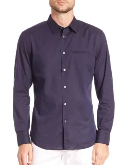 Shop John Varvatos Men's Adjustable Sleeve Slim Fit Shirt In Midnight