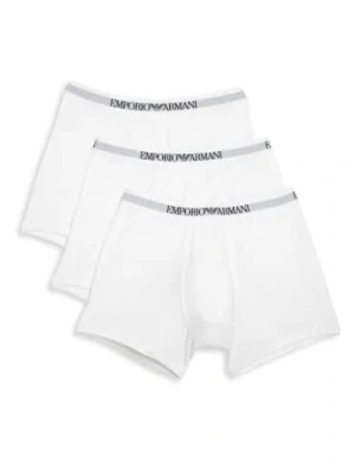 Shop Emporio Armani Men's Pure Cotton 3-pack Boxer Briefs In White