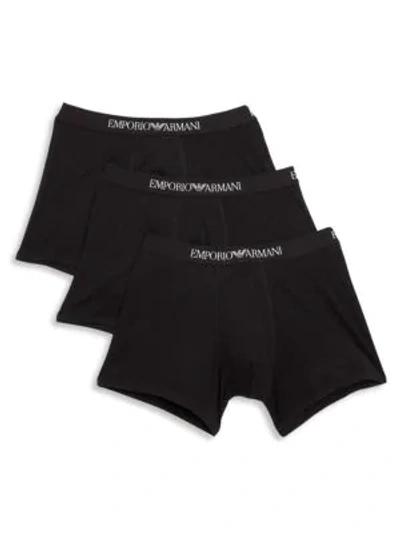 Shop Emporio Armani Men's Pure Cotton 3-pack Boxer Briefs In Black