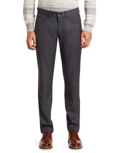 Shop Saks Fifth Avenue Collection Wool Five-pocket Pants In Grey