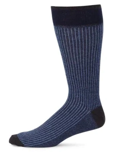 Shop Saks Fifth Avenue Collection Stripe Tech Socks In Navy