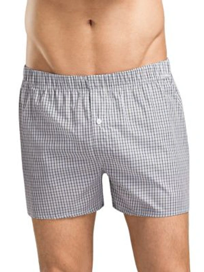 Shop Hanro Men's Fancy Woven Boxers In Shaded Check